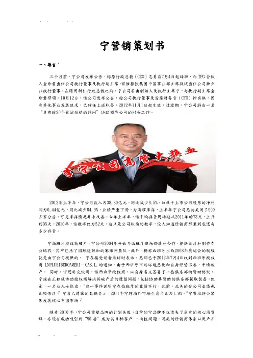 李宁营销项目策划书