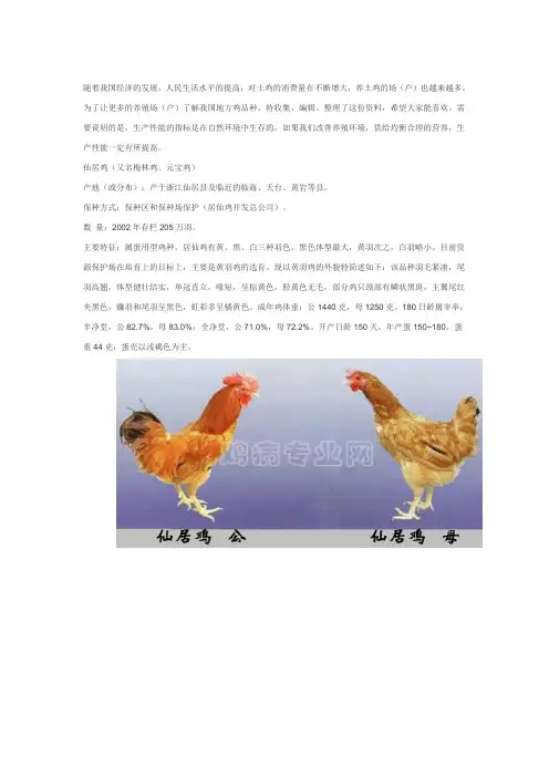 中国土鸡品种