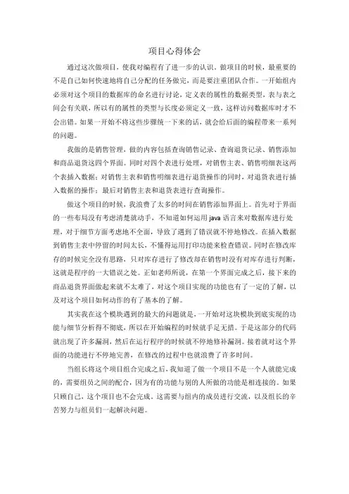 项目心得体会