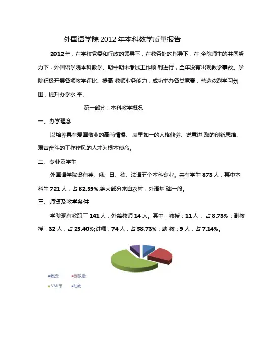 外国语学院本科教学质量报告
