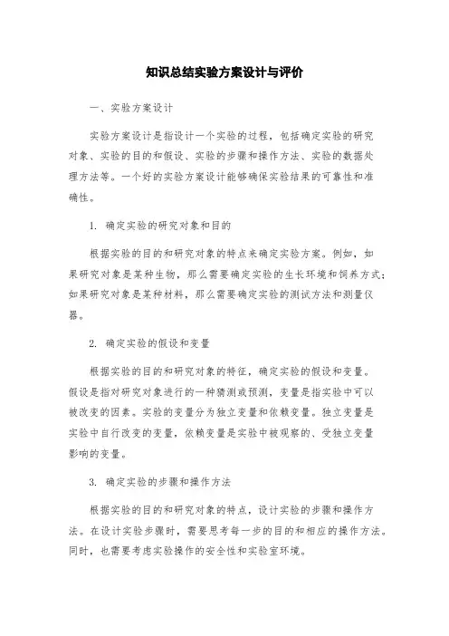 知识总结实验方案设计与评价