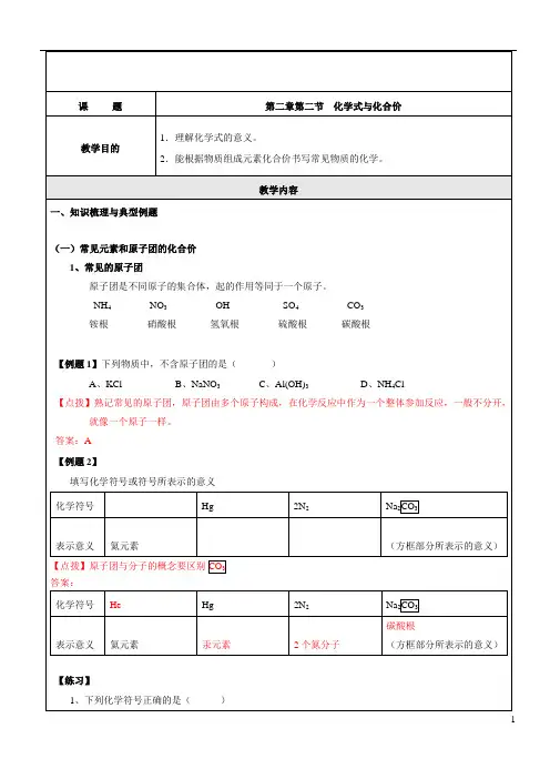 10 第二章 第五节  化学式与化合价教师版