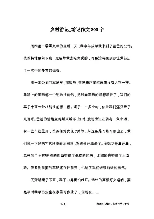 乡村游记_游记作文800字