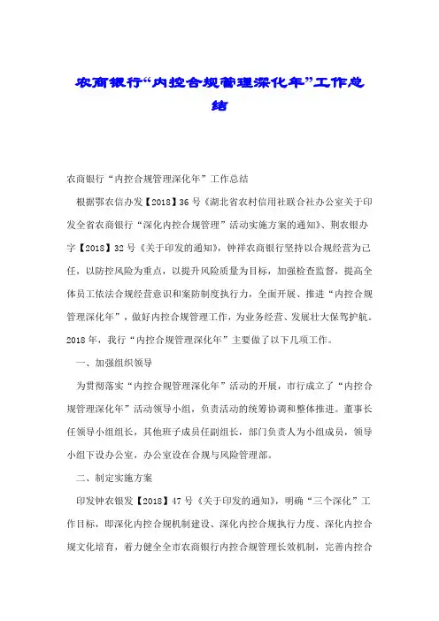 农商银行“内控合规管理深化年”工作总结.doc