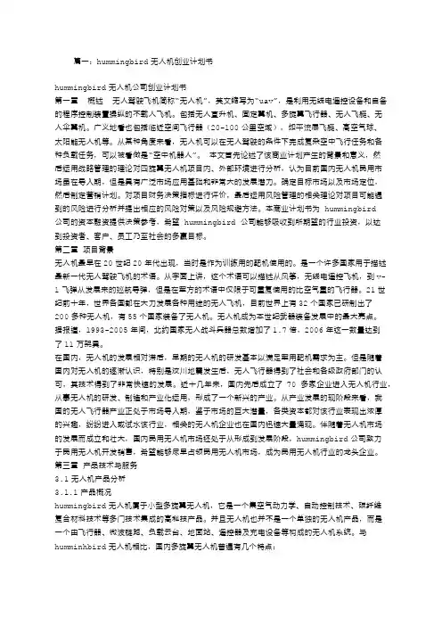 无人机创业计划书