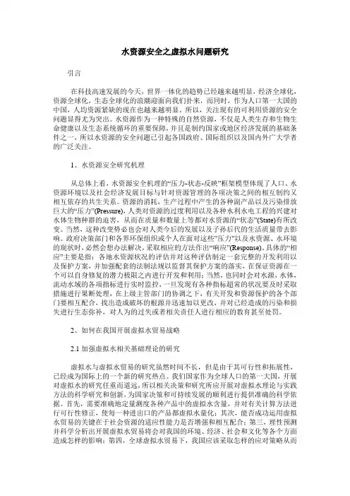 水资源安全之虚拟水问题研究