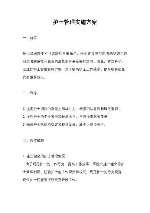 护士管理实施方案