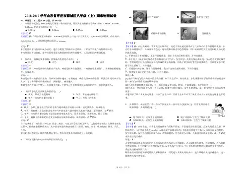 2018-2019学年山东省枣庄市薛城区八年级(上)期末物理试卷解析版