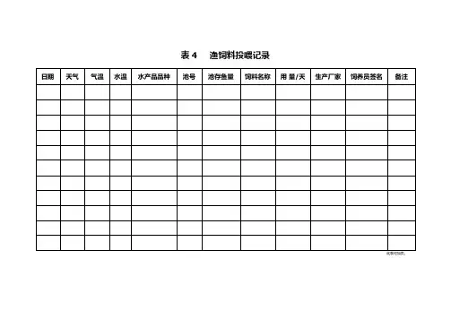 表4 渔饲料投喂记录