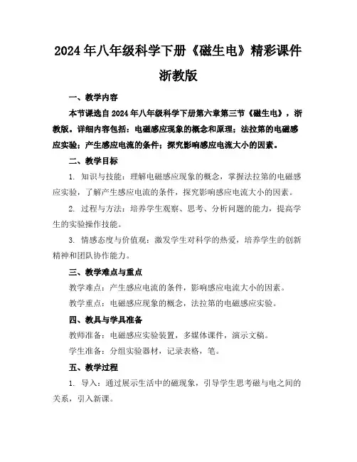 2024年八年级科学下册《磁生电》精彩课件浙教版