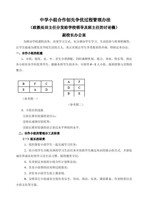 中学小组合作学习管理办法及奖惩及表格