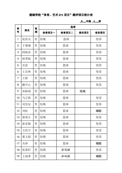 8.4体育项目统计表