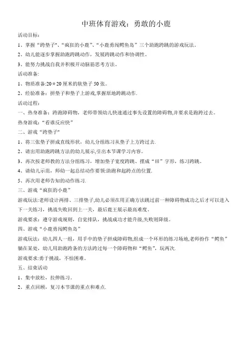 中班体育游戏 助跑跨跳