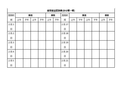 清洁人员签到表格模板