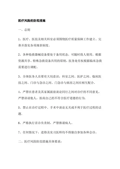 医疗风险防范措施