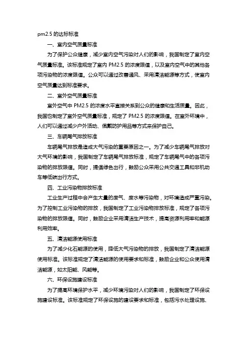 pm2.5的达标标准