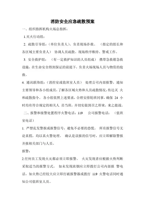 消防应急疏散预案