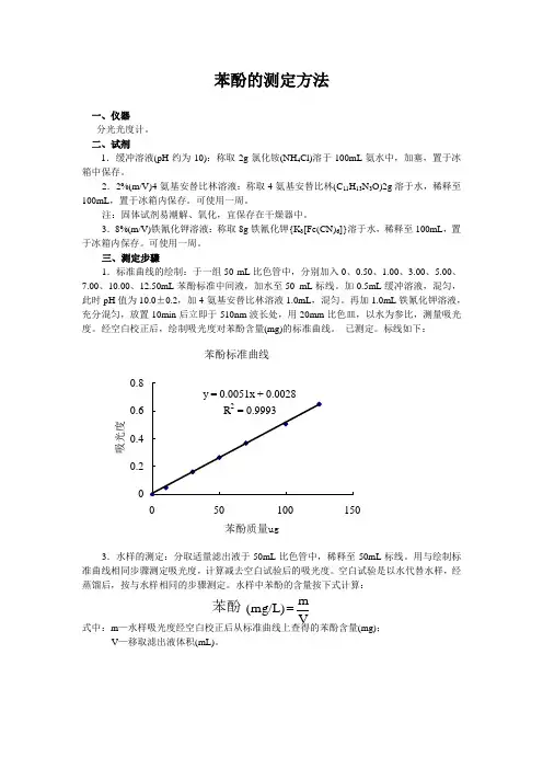 附苯酚标线及测定方法