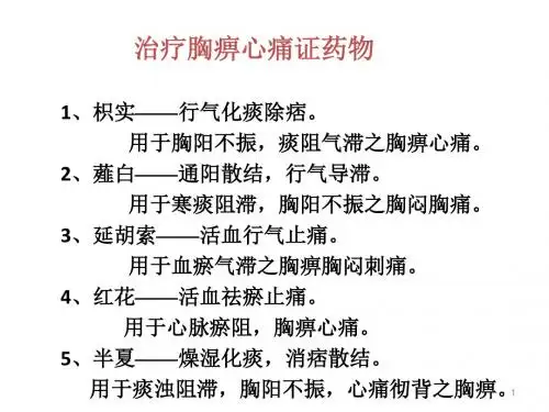 治疗胸痹心痛证药物 PPT课件