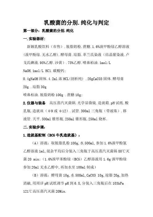 乳酸菌的分离、纯化与鉴定