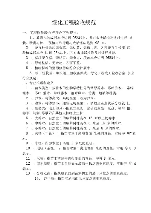 苗木验收标准 2
