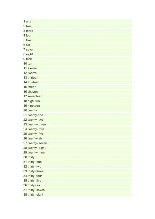 1—100英语数字单词
