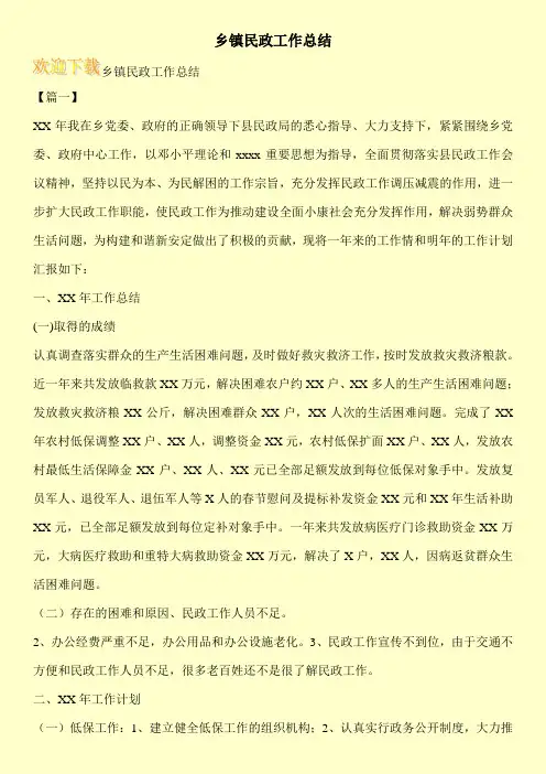 乡镇民政工作总结