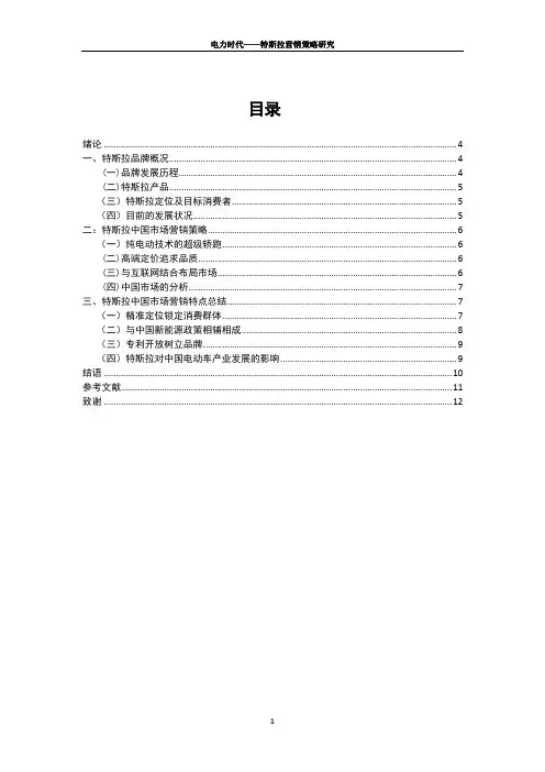 电力时代——特斯拉营销策略研究