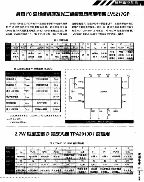 2.7W恒定功率D类放大器TPA2013D1的应用