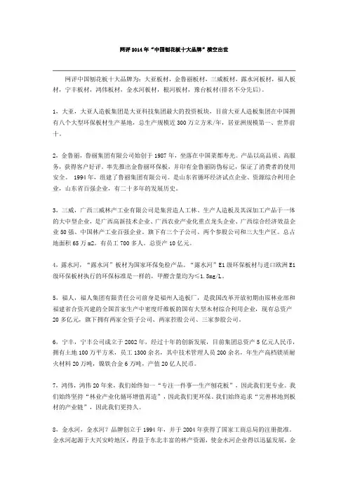 刨花板十大品牌
