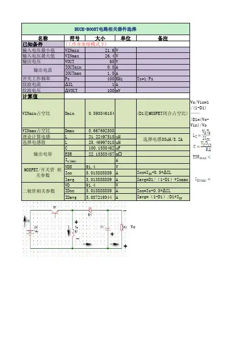 BUCK BOOST电路计算器