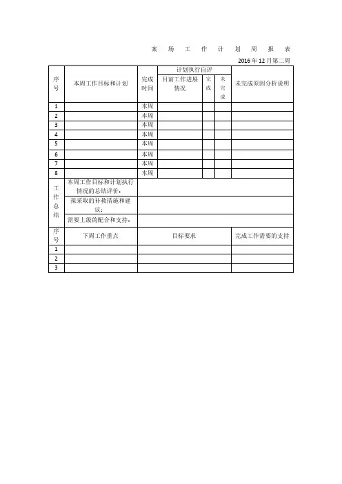 模板案场周工作计划表