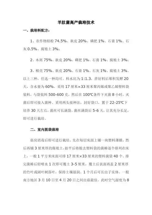 羊肚菌高产栽培技术