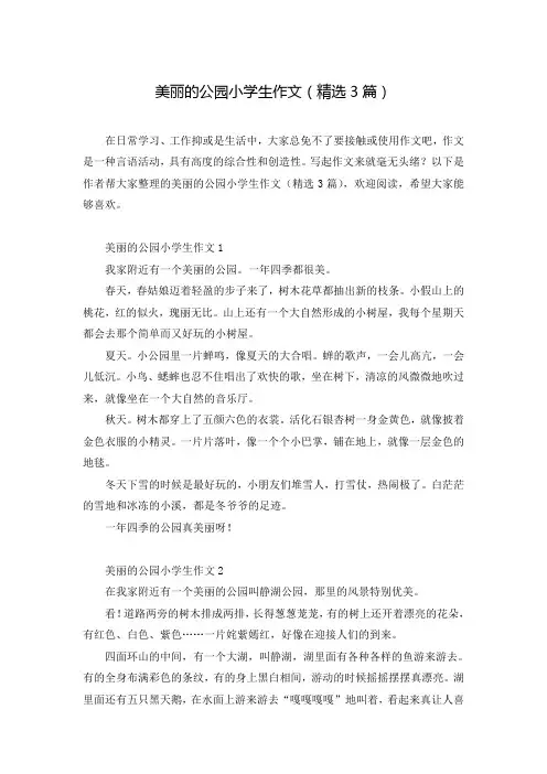 美丽的公园小学生作文(精选3篇)