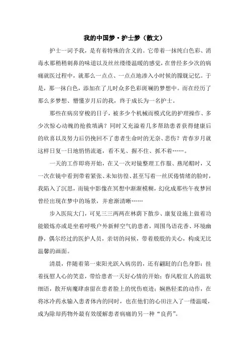我的中国梦·护士梦