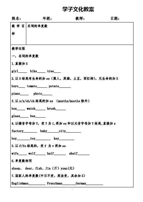 1.名词单复数