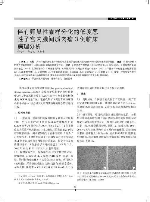 伴有卵巢性索样分化的低度恶性子宫内膜间质肉瘤3例临床病理分析