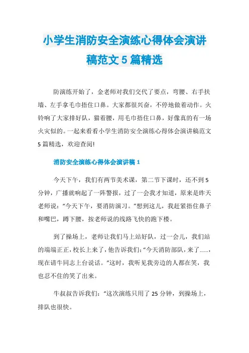 小学生消防安全演练心得体会演讲稿范文5篇精选