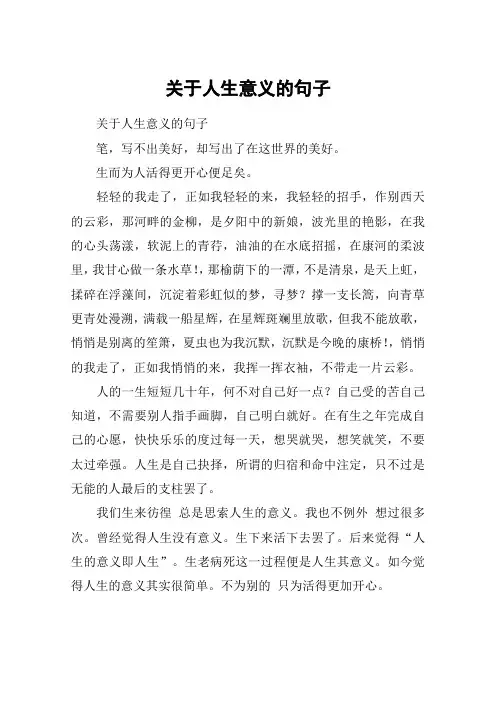 关于人生意义的句子