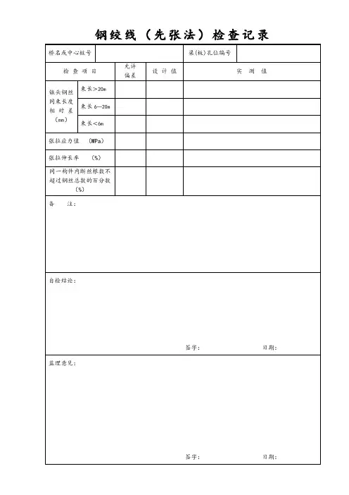 钢绞线(先张法)检查记录