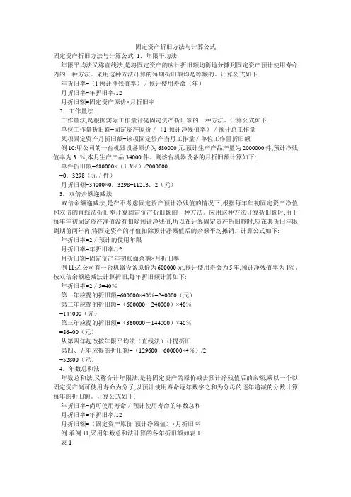 固定资产折旧方法与计算公式 2