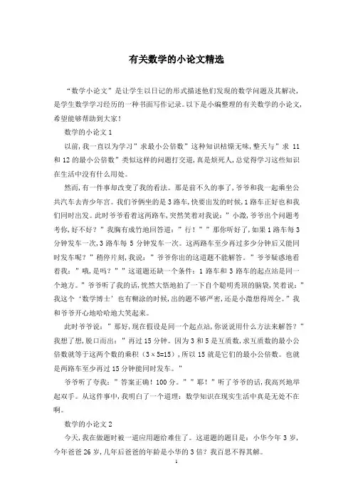 有关数学的小论文精选