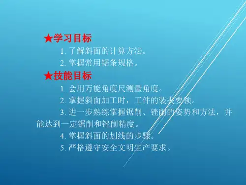 钳工实训与技能考核训练项目二 手工制作锤头 任务四 锯、锉斜面