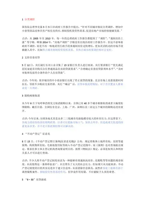 2014房地产调控政策