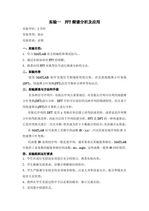 实验一 FFT频谱分析及应用