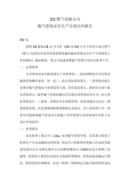 管线安全自查报告