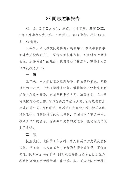 公安述职报告