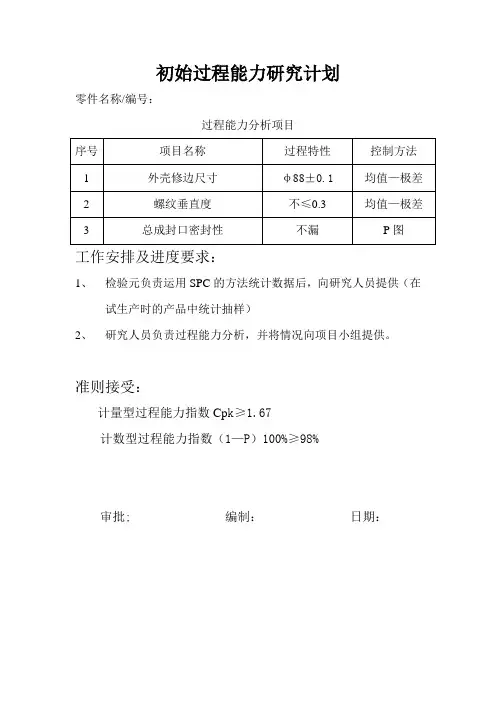 初始过程能力研究计划 2