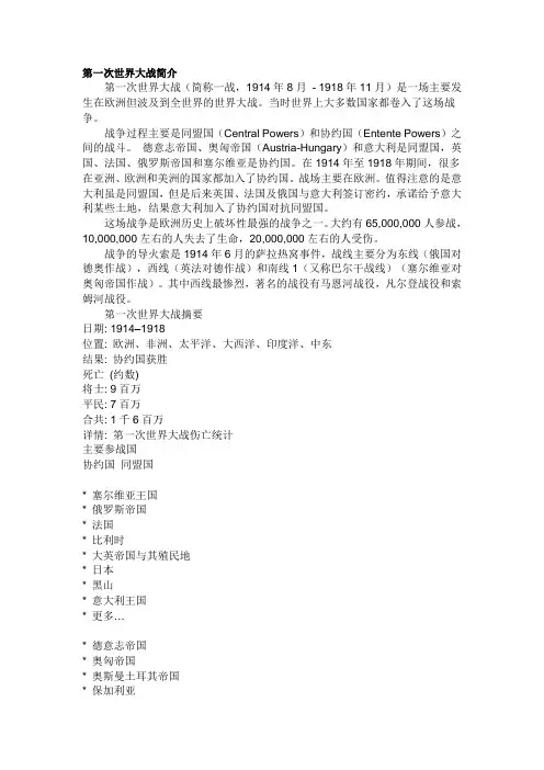 第一次世界大战简介