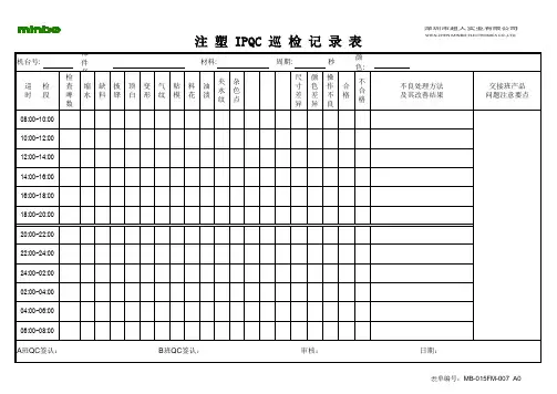 注塑IPQC巡检记录表